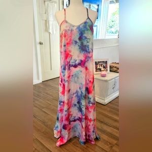 NWOT'S- LULAROE "Endless" Watercolor Print Long Flowy SunDress - Size Large